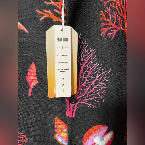 MALIBU by Drill Clothing Co. Sea Theme Short Sleeve Button-up Shirt Size XL - Picture 5 of 7